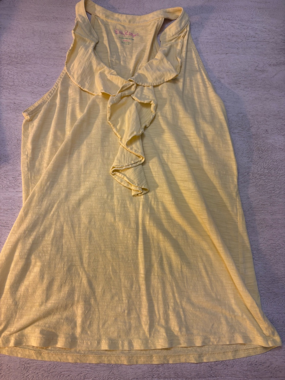 Lightweight Yellow Ruffle Sleeve Top